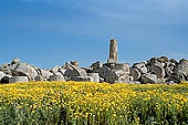 Selinunte the temple hill. Temple ruins crushed to the ground, like a fantastic work of art 